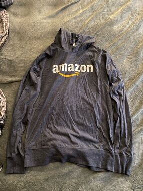Amazon Logo Lightweight Unisex Hoodie Size Small Gray Pullover